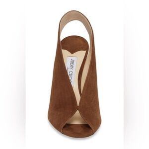 Jimmy Choo brown suede peeptoe slingback pumps